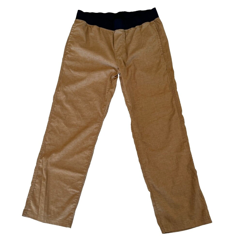 prAna Womens M Gold Pull On Pants Elastic Waist Outdoor Travel Casualcore Pocket